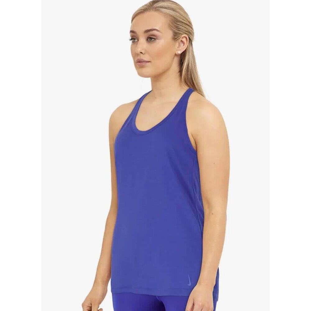Nike Top Women's XS Yoga Dri Fit Crossback Blue Open Back Shirt Activewear